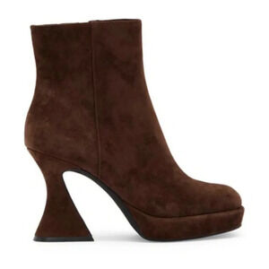 JEFFREY CAMPBELL Humanity Zip Platform Bootie In Brown Suede. Sz: 7